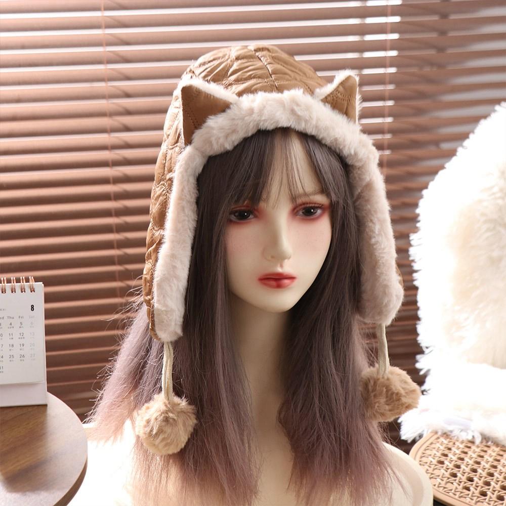 Keep Warm Plush Beanie Hat Windproof Ear Protection Hat Soft Cat Ear Pullover Hat Girls