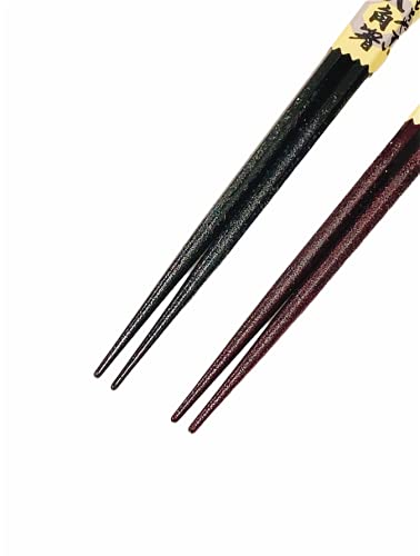 Couple Octagonal Dishwasher Designed with Paulownia Box and Thank Starting Pair Set Chopsticks, Sakura, Black, Red, Safe, Wrapping, Parents, Dad, Mom,