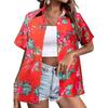 Letnia Moda Koszule z Krótkim Rękawem Damskie Hawajskie Kwiatowe Drukowane 3D Podstawowe Koszule Styl Plażowy Kurort Jednorzędowe Codzienne Koszule