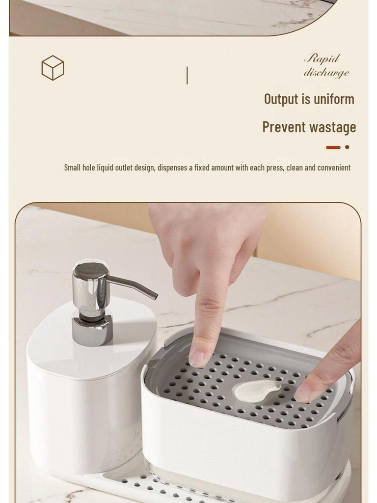 Druckknopf-Küchenspülbecken-Seifenspender und Aufbewahrungsgestell