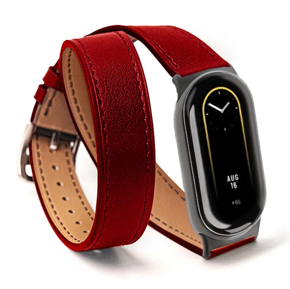 For Mi Band 8 Strap Leather band For Xiaomi Mi Band 9 Wrist Strap Correa Watch Replacement Miband 9 NFC Sports Bracelet Pulseira