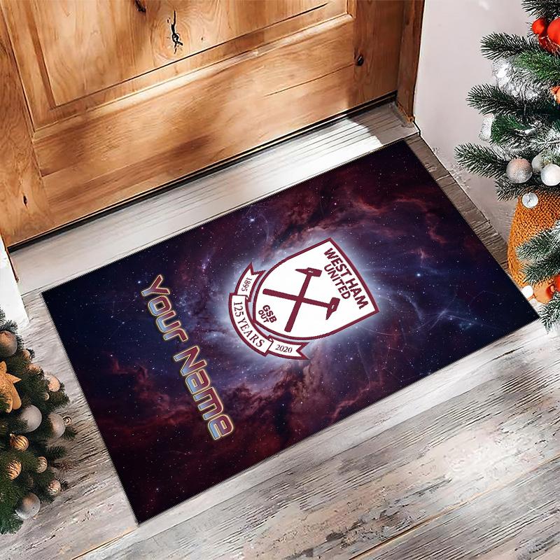 West Ham United FC Printed Crystal Velvet Rug Non‑Slip Crystal Velvet Carpet For Sofa Bedroom Indoor Home Decoration