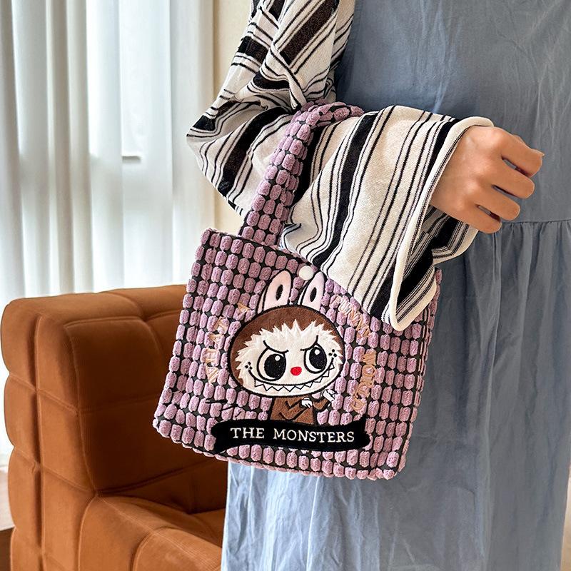 Autumn and winter plush bag for women, cute crossbody handbag, cartoon tote bag, versatile Labu doll bag