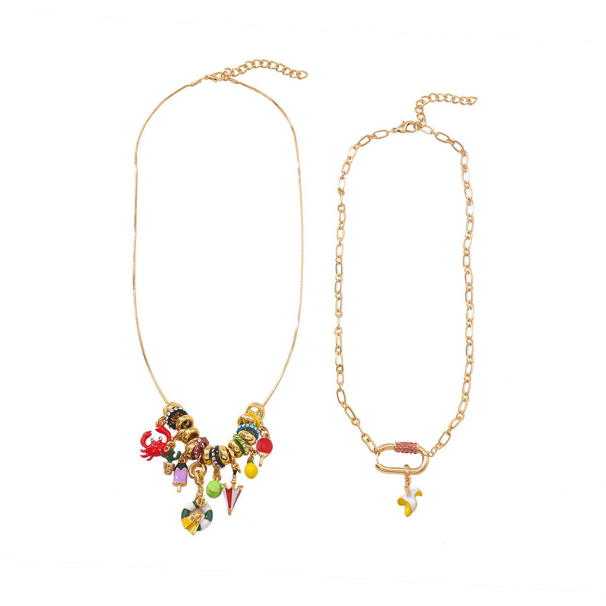 2025 New Trendy Design Double layered Chain shaped Alloy Pendant Women s Necklace