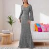 2025 V-neck Sequined Trumpet Sleeve Evening Dress