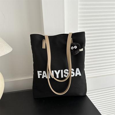 Large Capacity Canvas Bag for Women Autumn Shoulder Bag Casual Fashion Tote Bag College Students Class Commuting Bag