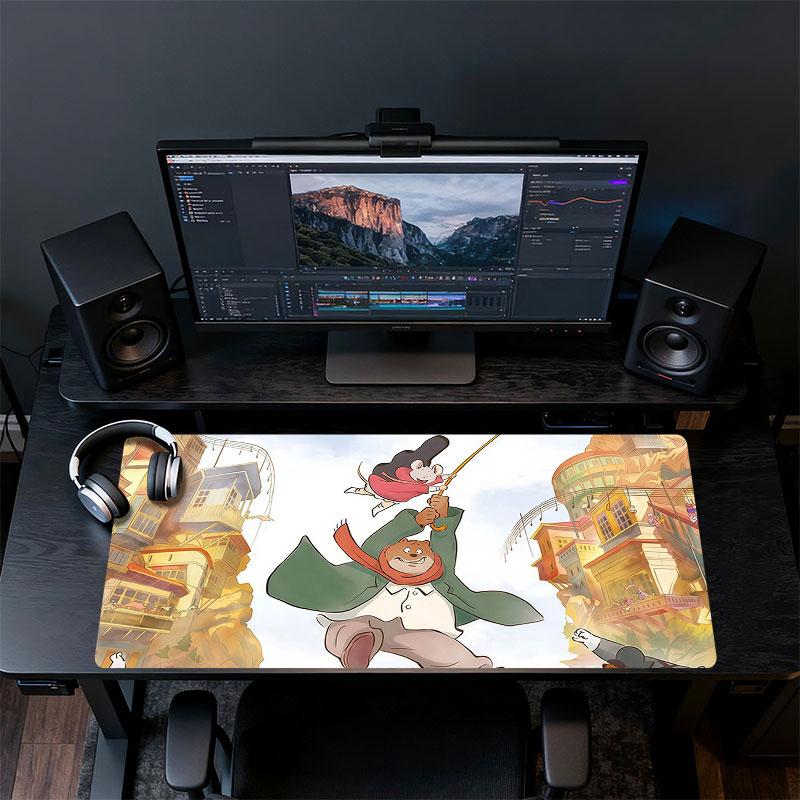 Ernest & Celestine Poster Mouse Pad, Large Gaming Desk Mat, Non-slip XXL Mousepad for Laptop & Tablet, Mini PC Playmat with Stitched Edges