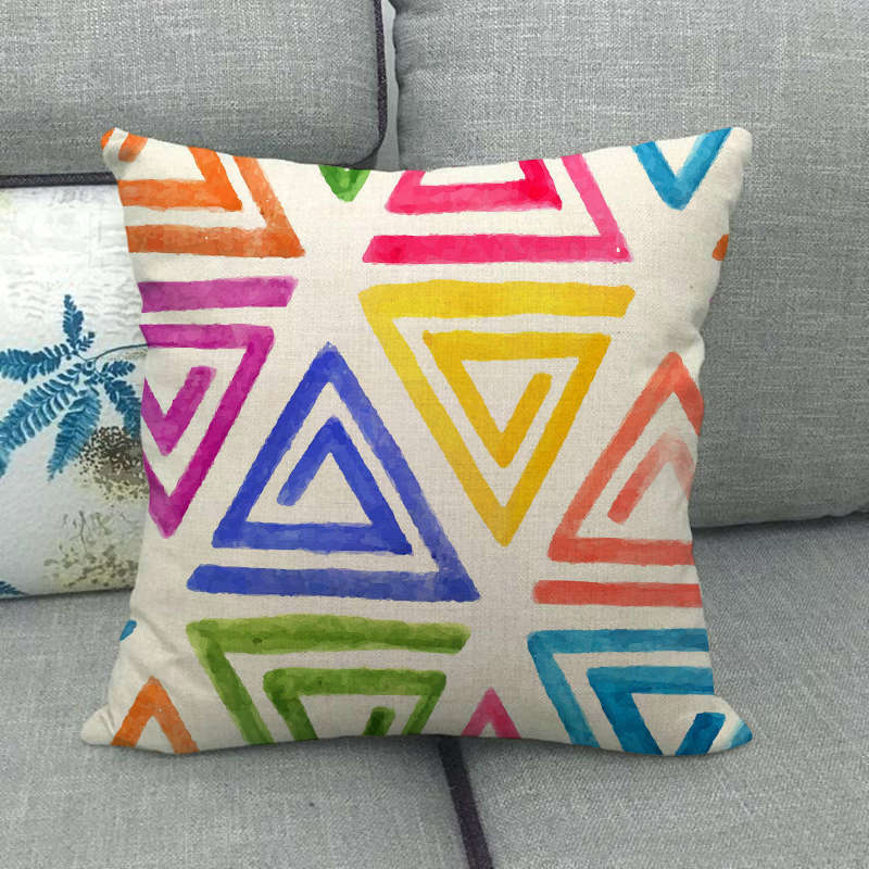 Geometric Triangular Wave Pattern Digital Printing Short Plush Pillow Covers For Car Sofa Office Cushion Cover Home Goods