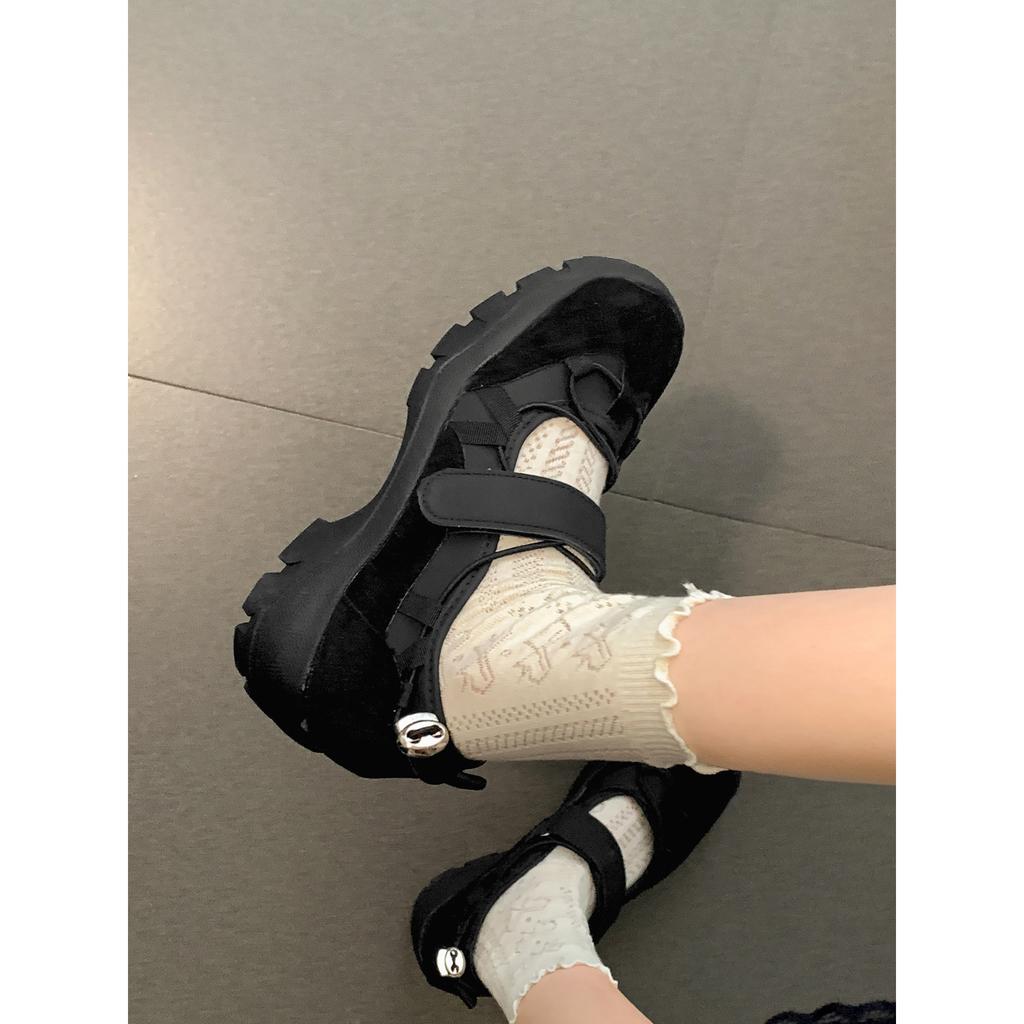 Retro thick-soled shallow-mouth sports Mary Jane single shoes women's 2025 new autumn casual versatile height-increasing moral training shoes