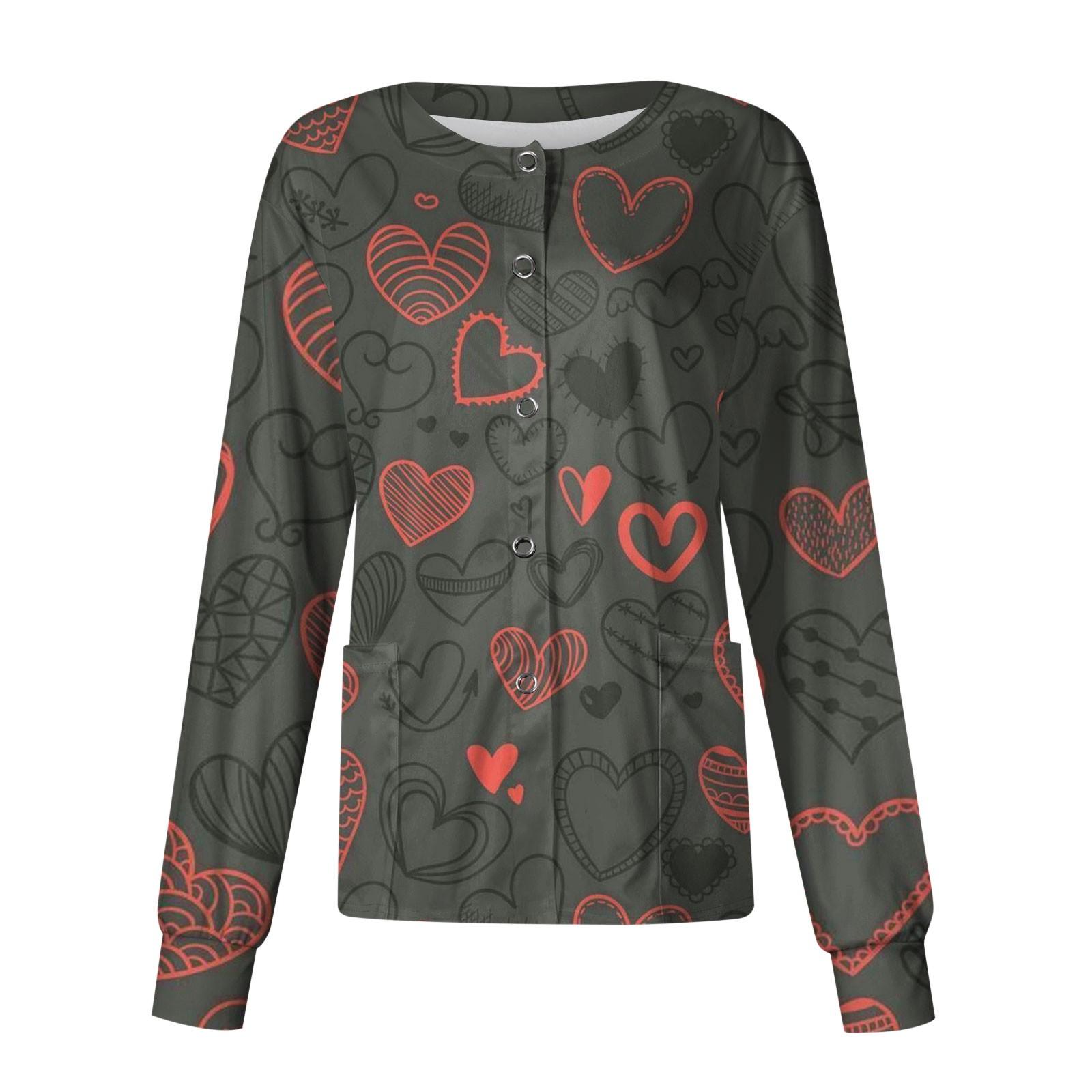 

Жіночий повсякденний однобортний кардиган з принтом на День Святого Валентина з довгим рукавом XXXL