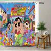 Crayon Shin-Chan Ufo & Shiro 2D Print Waterproof Shower Curtain, Green Anime Bathroom Decor With Hooks