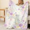 All Season Flannel Blanket Thick Warm Soft Watercolor Floral & Butterfly, Cozy Throw for Bedroom Living Room, Guest Single Holiday Gift