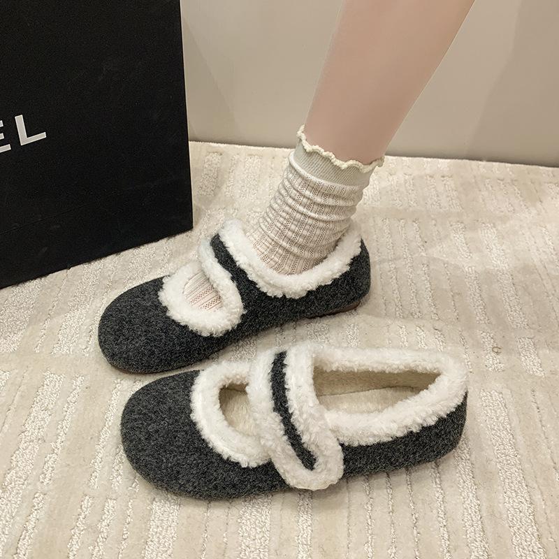 

Туфли Мао Мао зимние бархатные женские туфли носить хлопковые туфли для тепла и универсальные туфли на плоской подошве модные туфли с откидным верхом туфли-бобы обувь для беременных 40 темно-серого