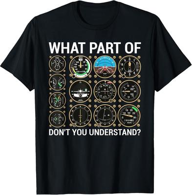 Humorous Pilot T-Shirt for Men & Women Featuring Airplane Flight Instruments