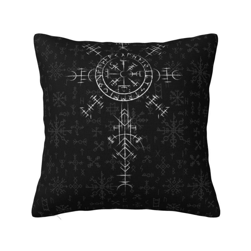 Custom Lucky Charm Viking Compass Vegvisir Cushion Cover Xcm Vikings Valhalla Velvet Luxury Pillow Case Home Decoration