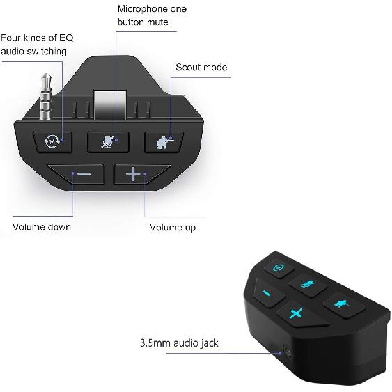 QUMOX 3.5mm Headset Adapter Sound Enhancer for Xbox One Game Controller Black