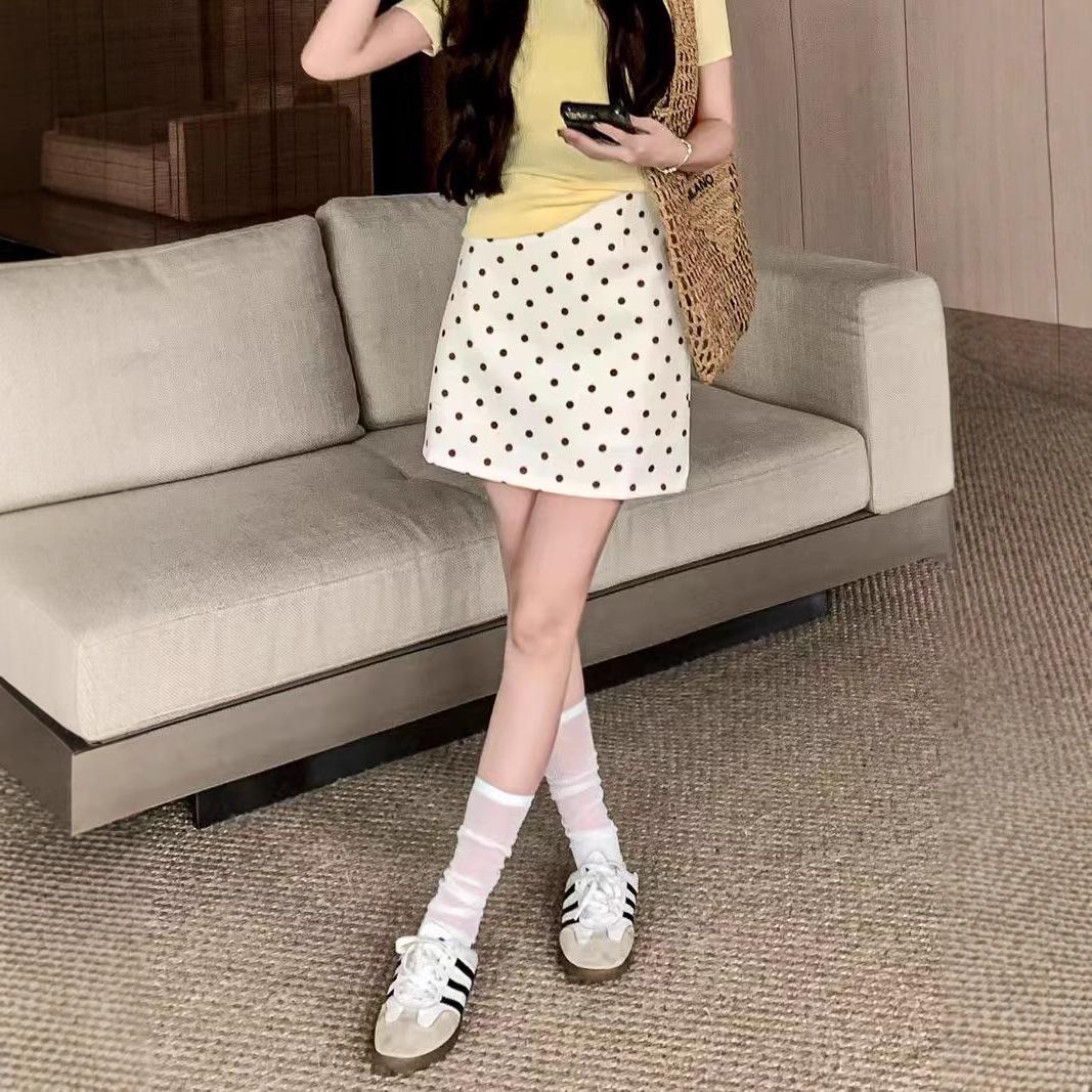 

Women s High-Waist Black Polka Dot A-Line Midi Skirt - Summer 2024 XL