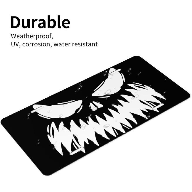 Evil Smile Monster Face Front License Plate for Women Car Vanity Plates Decorative Aluminum Metal Cute Novelty License Plate Cover for Men 6x12 Inch