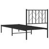 Vidaxl Metal Bed Frame with Headboard, Black, 75X190 Cm