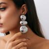 Salircon Fashion Elegant Geometric Round Pendant Earrings Women Vintage Exaggerated Gold Color Drop Earrings Steampunk Jewelry