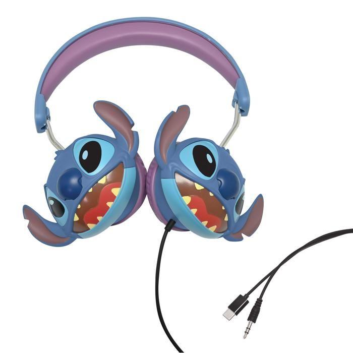 Casque stéréo filaire - stitch - pliable - limitation de volume - design coloré - pour enfants
