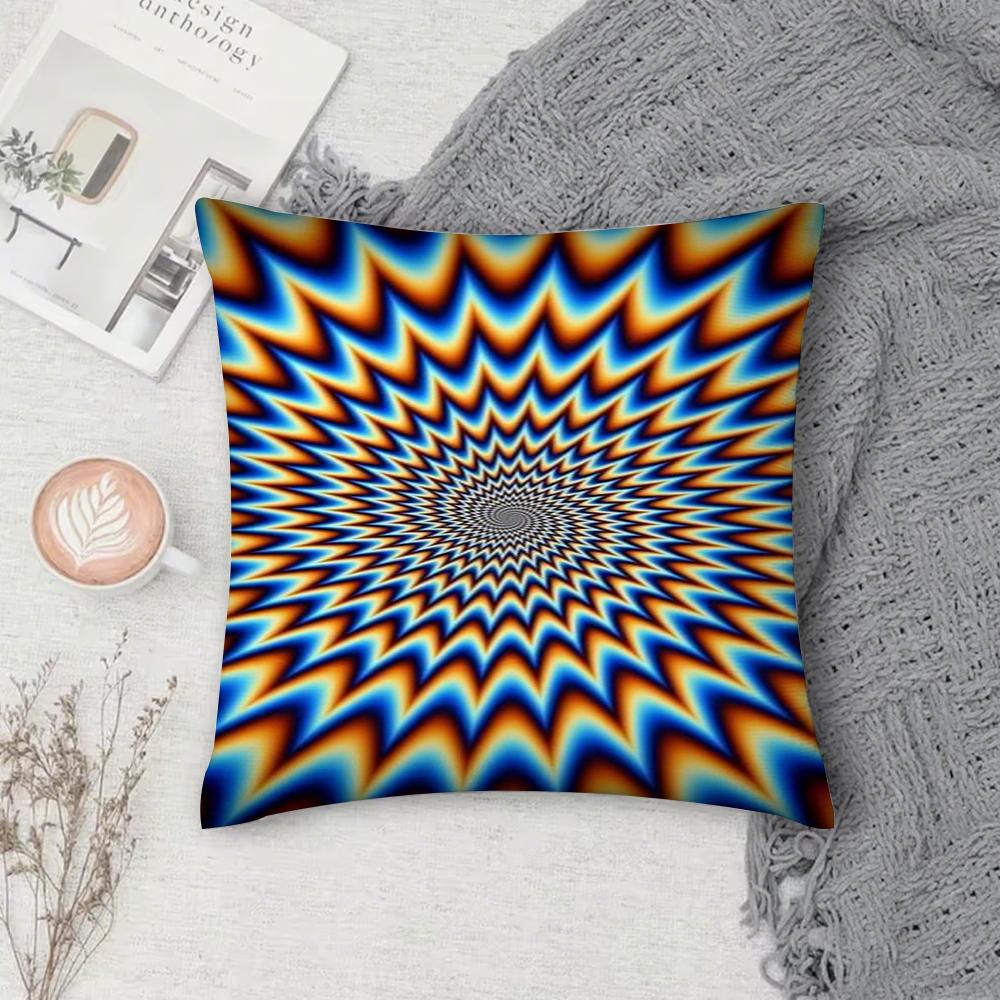 Spiral Psychedelic Pillow Case Square Pillowcase Double-Sided Printing Short Plush Sofa Cushion Cover Bedroom Bedside