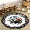 1pc Christmas Round Rugs: Santa, Snowman, Tree Designs - Festive Home Decor ,Christmas round carpet decoration..