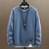Men's Spring and Autumn Thin Section of Short Round Neck Pullover Long Sleeved Shirt Casual Bottoming Shirt