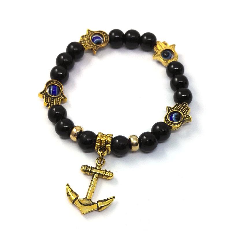 New Volcanic Stone Beaded Bracelet with Lion Head and Elephant Design