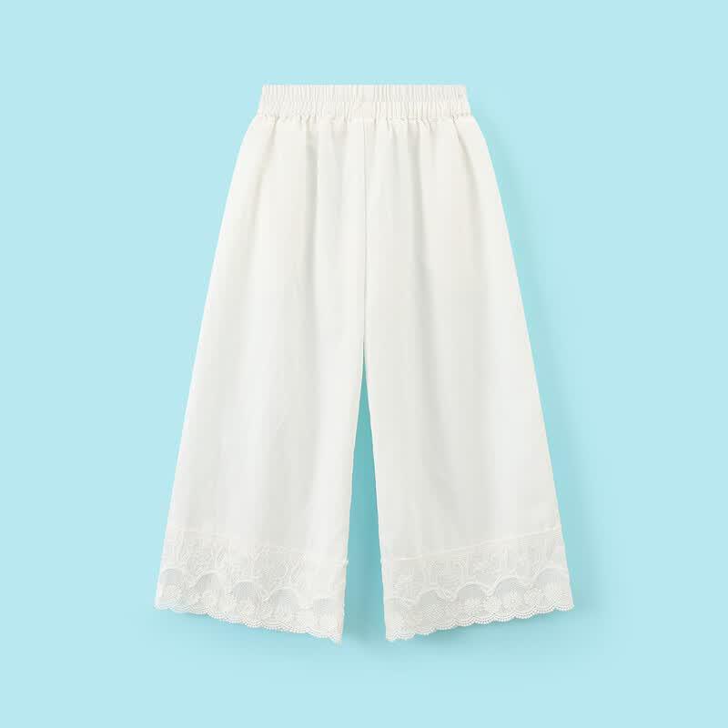 Montagut Girls' Summer Lace Trim Casual Pants