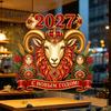 Electrostatic Glass Decals for Holidays 2027 New Year Crown Sheep Static Sticker, Reusable PVC Window Waterproof PET Ornaments Sticker with