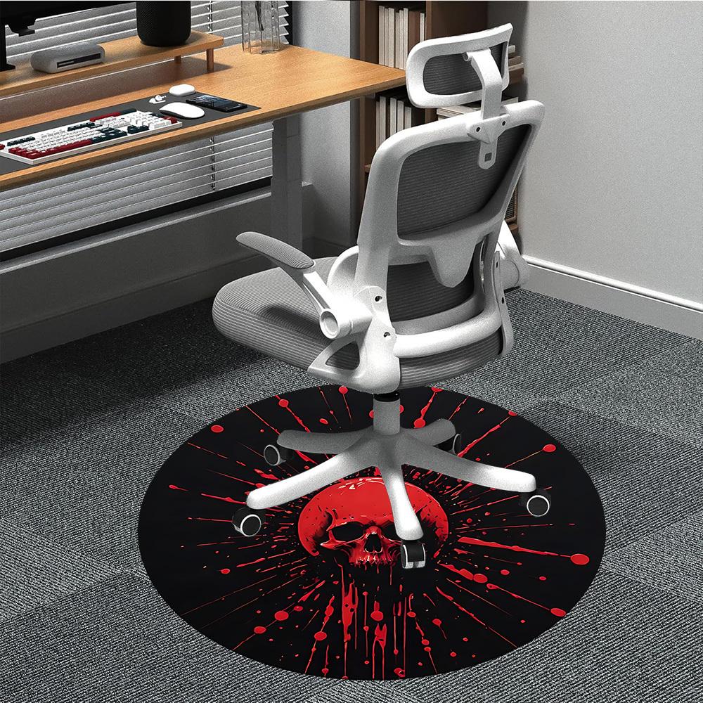 

1PC Bloody Skull Office Round Rug, Non slip, Soft and Durable Office Rug for Interior Decoration, Perfect for Office 80cm