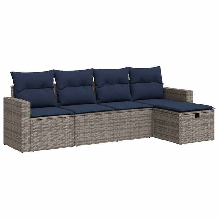 VidaXL Salon de jardin 5 pcs avec coussins gris résine tressée 3325367