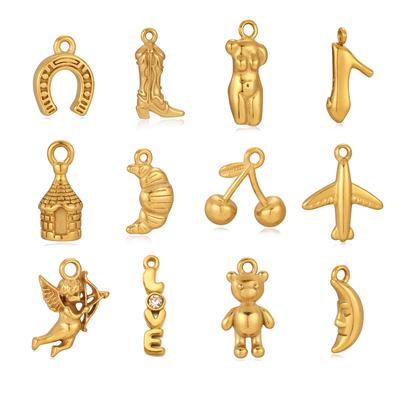 Lot de 3 Breloques Avion/Corps/Botte de Cowboy/Corne de Bœuf Pendentifs Imperméables en Acier Inoxydable Apprêts pour Fabrication de Boucles d'Oreilles Collier