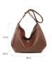Solid Color Soft Leather Shoulder Crossbody Bag For Women Large Capacity Leisure Shopping Handbag Diagonal Pack Vintage Hobo Bag