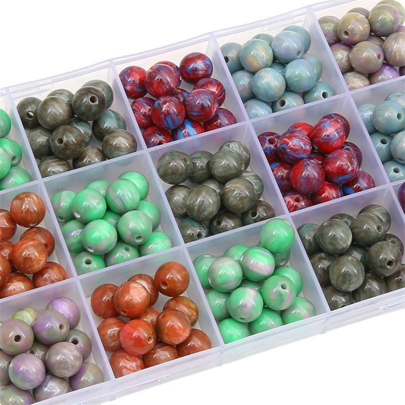 8mm/10mm/12mm Resin Beads Pattern Halo Dyeing Round Loose Spacer Beads for Necklace Bracelet Earring Keychain DIY Jewelry Making Accessories