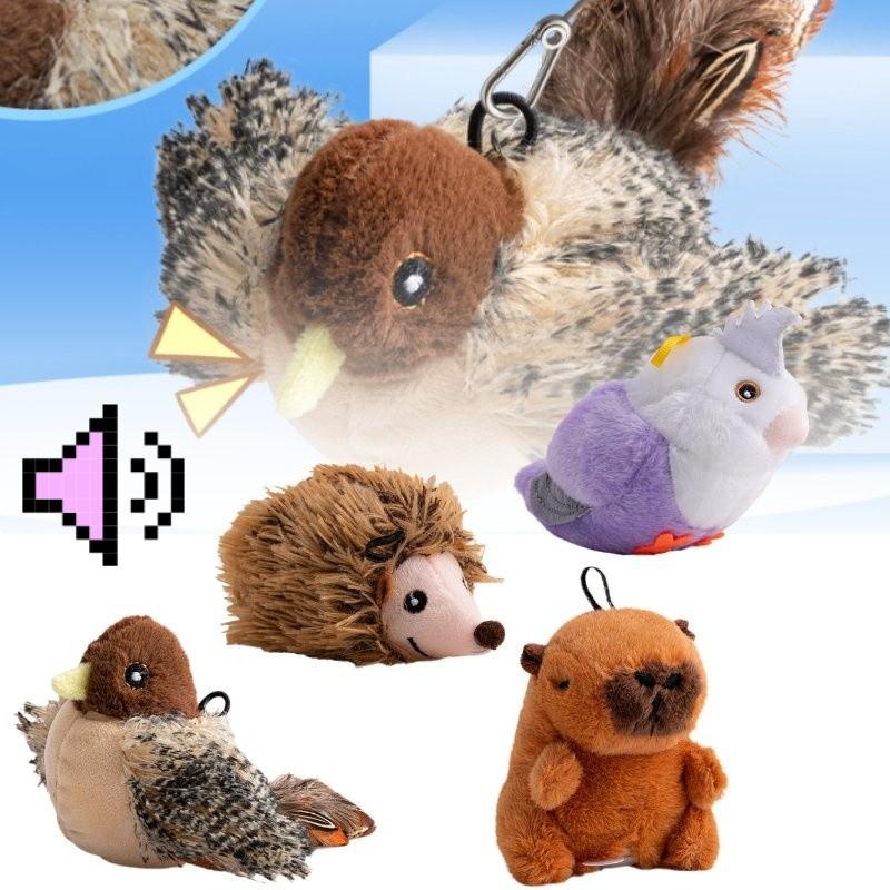 Plush Sounding Cat Toy Interactive Motion Activated Bird Hedgehog And Capybara For Cats