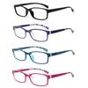 4 Pack Presbyopia Eyeglasses Stylish Printed Frames Presbyterian Glasses Square Shaped High Definition Optical Lenses for Ladies Diopter Glasses
