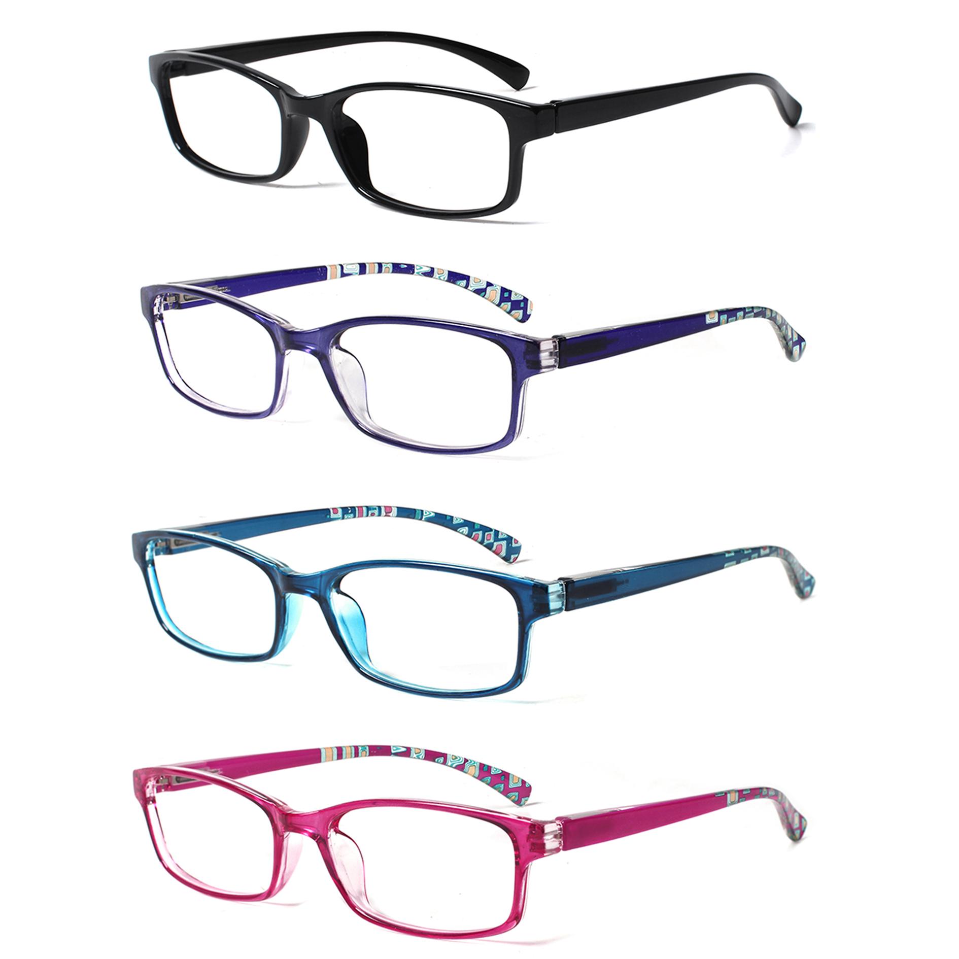 4 Pack Reading Glasses Rectangular HD Lenses Fashion Printed Frames Presbyterian Glasses for Women Prescription Glasses 0