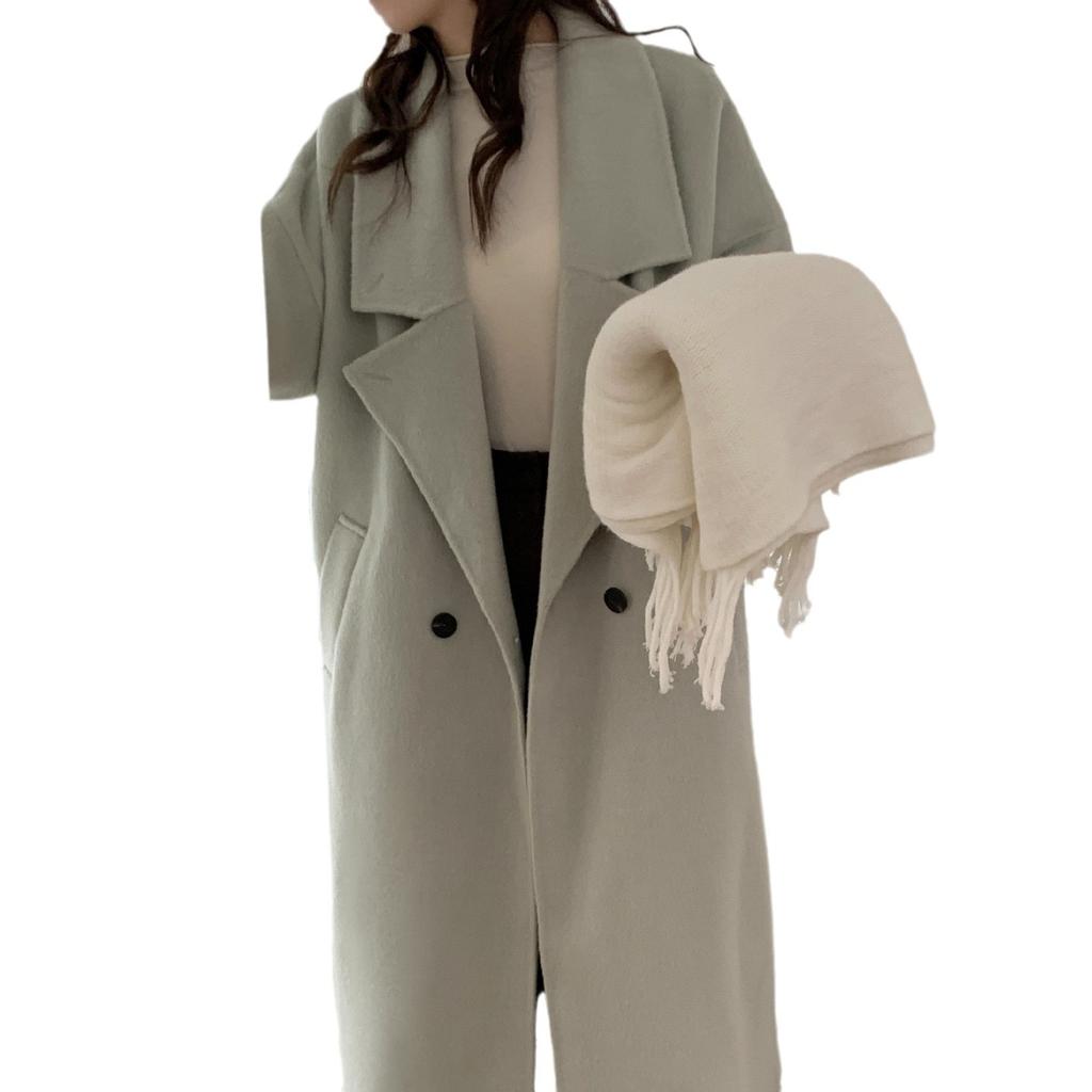 Temperament Lazy Style Albaka Camel Wool Coat Women, High-end Double-sided Woolen Coat