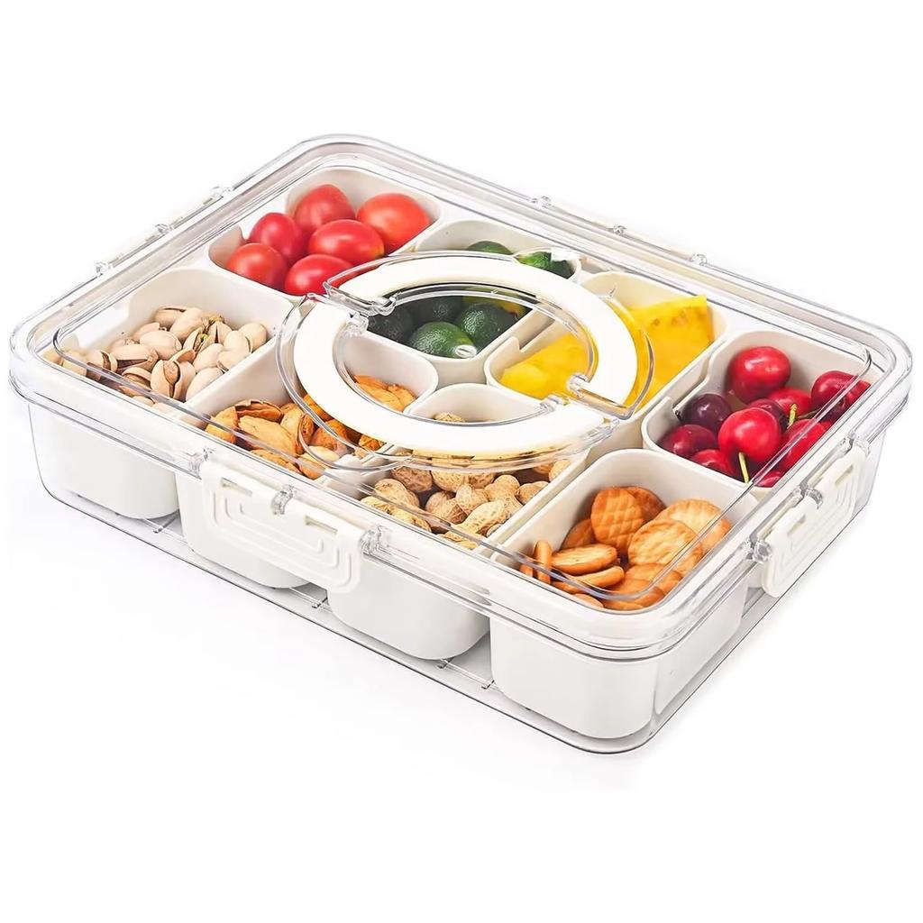 8 Grids Storage Box with Lid - Durable Plastic Organizer for Office Supplies and Crafts, Keeping Snack Fruits Food Box