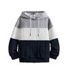 Herr Färgblock Stickad Pullover Sweatshirt Hooded Hoodie Långärmad Casual Tröja Topp