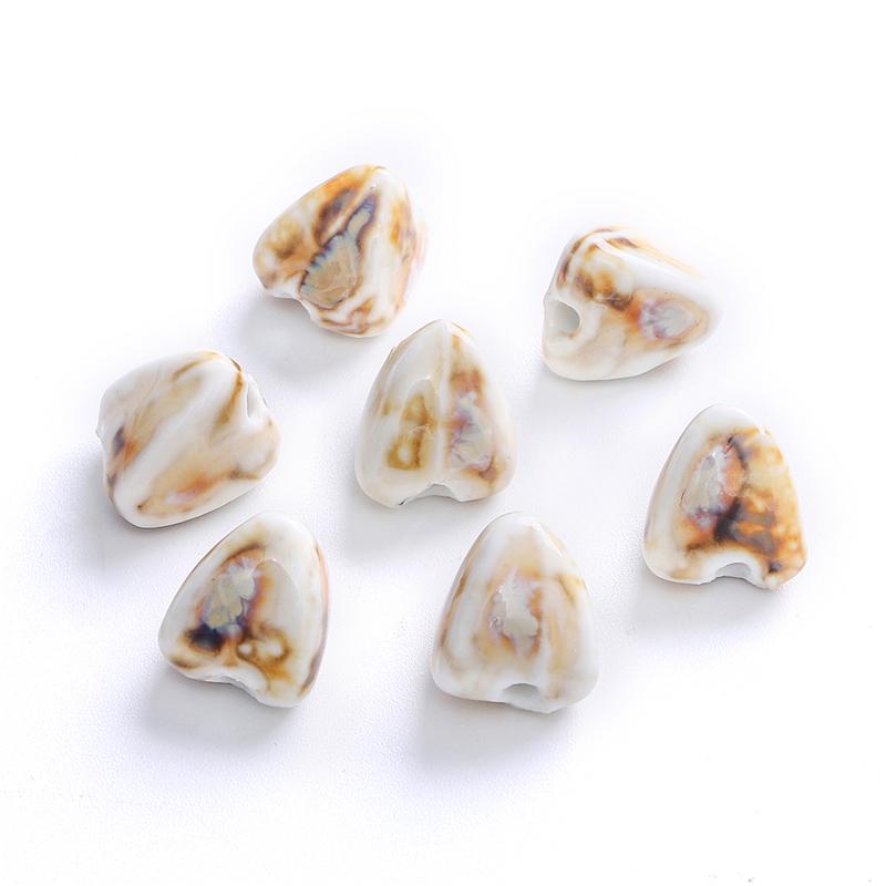 

5 шт., фарфоровые бусины с цветочной глазурью, форма Zongzi, керамические бусины для изготовления ювелирных изделий, сделай сам, подвески, браслет, ожерелье, ремесленные изделия, отверстие 2,5 мм