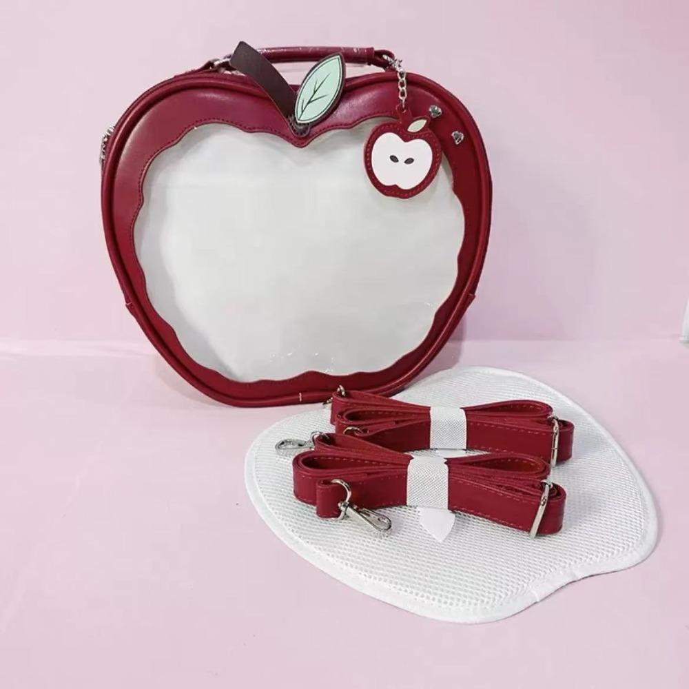 

Сумка на молнии Каваи Фрукты Итабаг Хлопковая сумка для куклы ПУ Прозрачный карман Сумка для мелочей Хранение мерча айдолов Модные рюкзаки красный