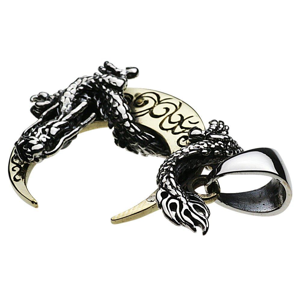 [Cenote] Japanese Dragon Crescent Moon Pendant [Silver 925] p0413