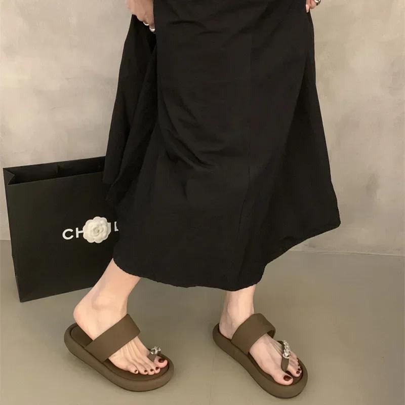 2025 Summers Women Slippers Fashion Elegant Clip Toe Flats Slides Shoes Ladies Casaul Outdoor Beach Sandalias Flip Flop