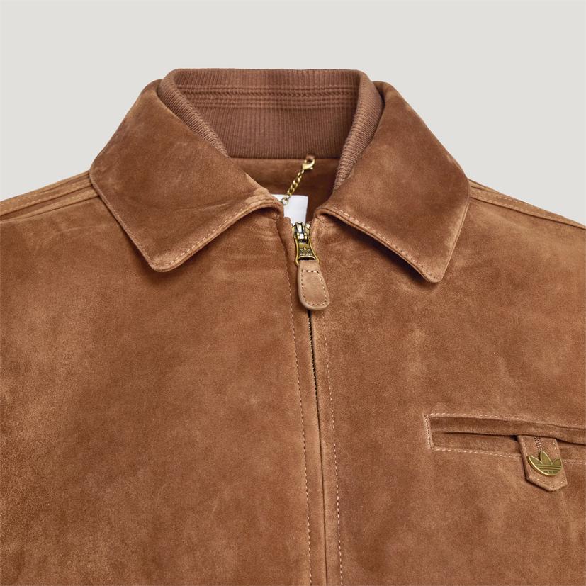 Adidas Originals Leather Jacket Sports Lapel Striped Loose Fit Men Jackets KV5939