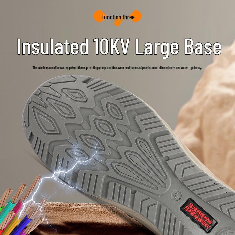 Insulated Suede Cowhide Construction Boots: Wear-resistant, Anti-smash, Puncture-proof, Anti-scald, and High-top for Autumn/Winter.
