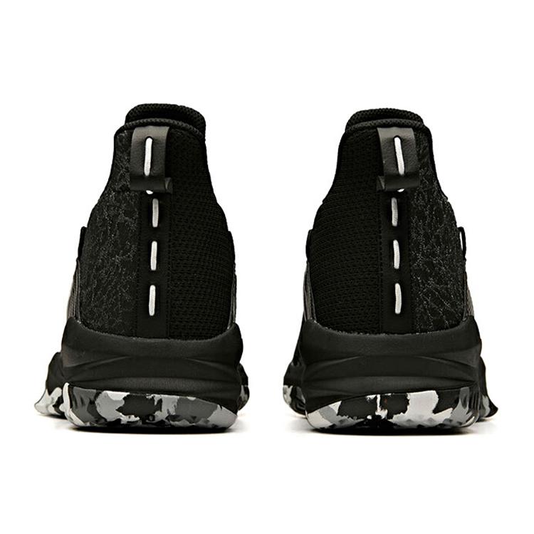 Anta Cushioning Abrasion Resistant Slip Resistant Mid top Basketball Shoes Men's Black White Gray 112141148R-1