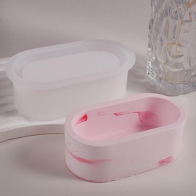 DIY Oval Candle Jar Silicone Molds Cement Plaster Mini Flower Pot Concrete Wax Box Candle Tray Injection Mould Home Decor Crafts
